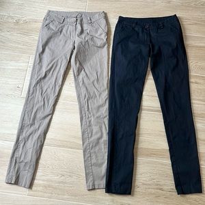 Bundle - 2 Women's Pants Gray Taupe + Navy Blue, Size Small